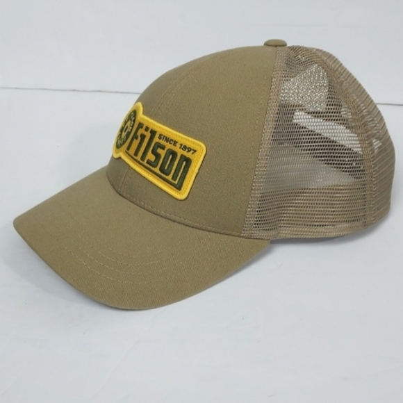 Filso Mesh Snapback Logger Trucker Hat Cap Tan Khaki - Picture 7 of 13